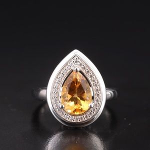 Sterling and citrine teardrop ring. Size 7